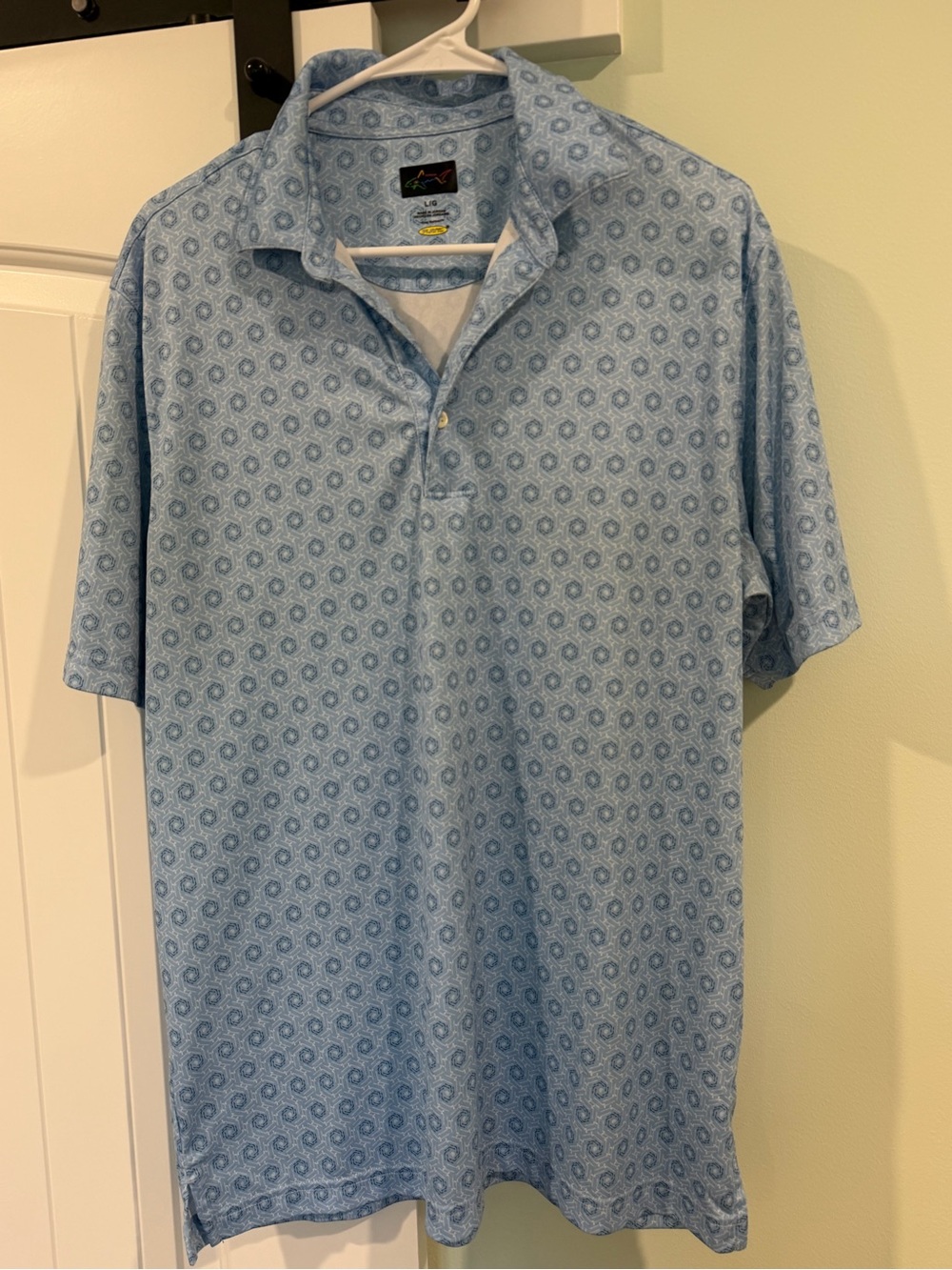 Greg Norman Collection Light Blue Patterned Polo